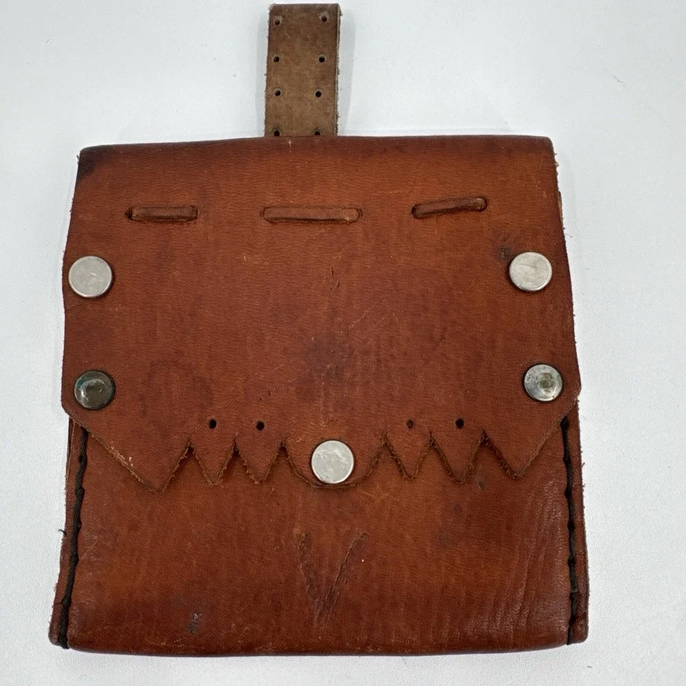 Vintage R‎ & H Leather Crafts Belt Bag Handmade Unique Festival Rustic Hippie